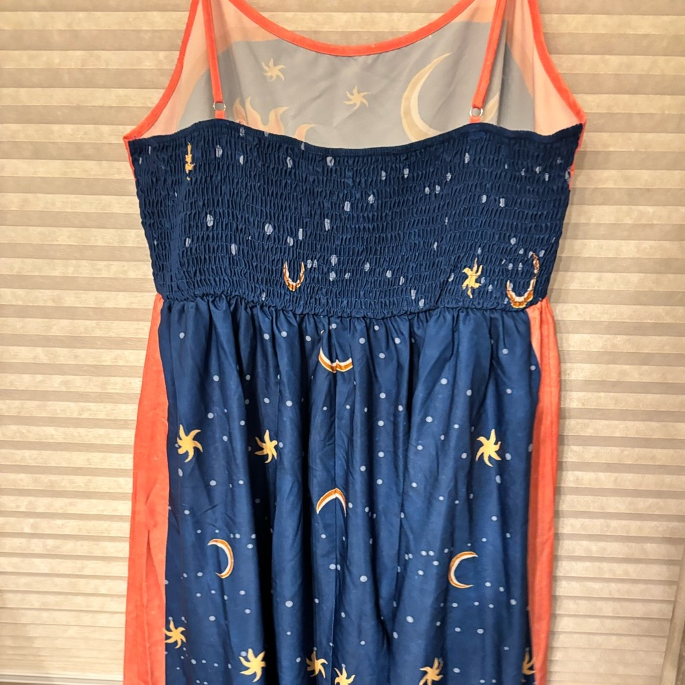 Colorful Geometric Late Night White Horse Print Spaghetti Suspender Dress - Picture 3 of 5